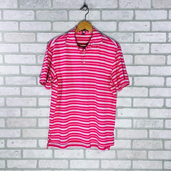 Peter Millar Other - Peter Millar Summer Comfort Pink and White Striped Short Sleeve Polo Size S